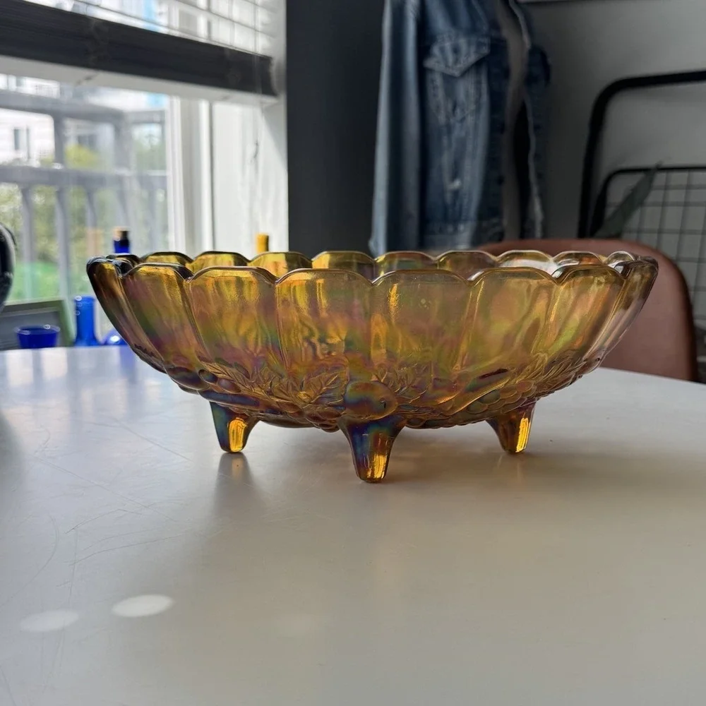 VTG Indiana Carnival Glass Footed Fruit 12